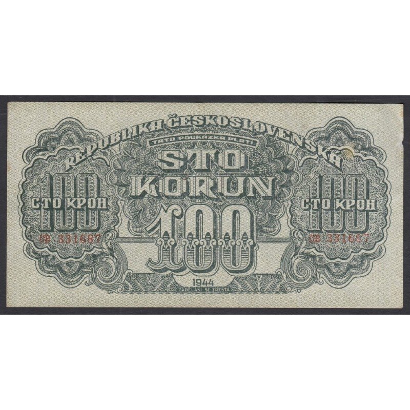 Csehszlovákia, 100 korun 1944 VF+