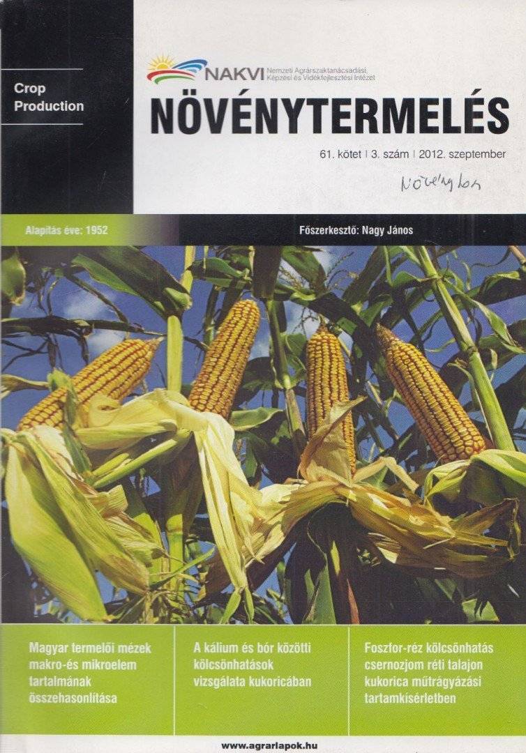 Növénytermelés 2012. szeptember