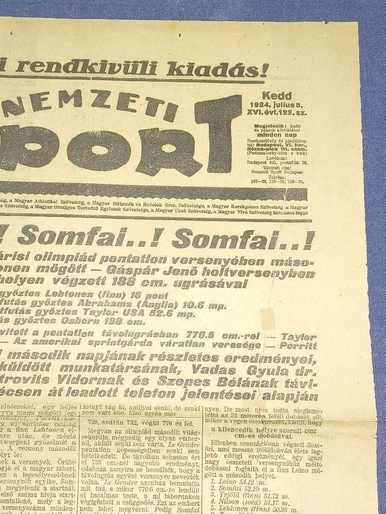 1924 Párizs olimpia: Somfay Somfai Elemér elcsalt aranyérme - Nemzeti ...