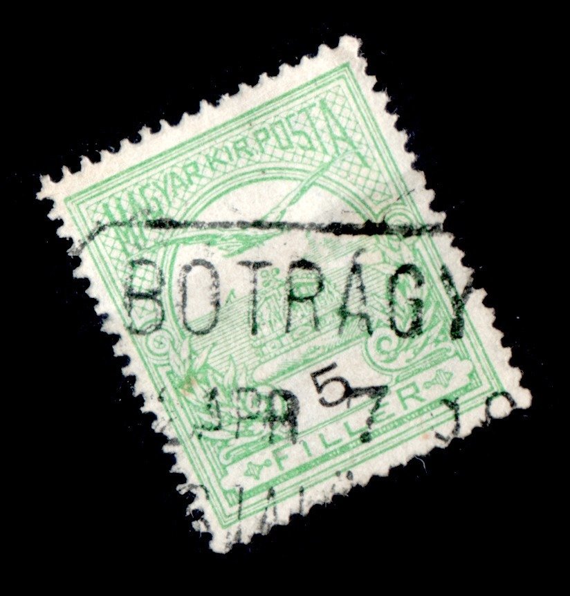 1909 turul ritka BOTRÁGY postaügynökség bélyegzés Kárpátalja MFPPB PÜ10 / 500 pont (b88)