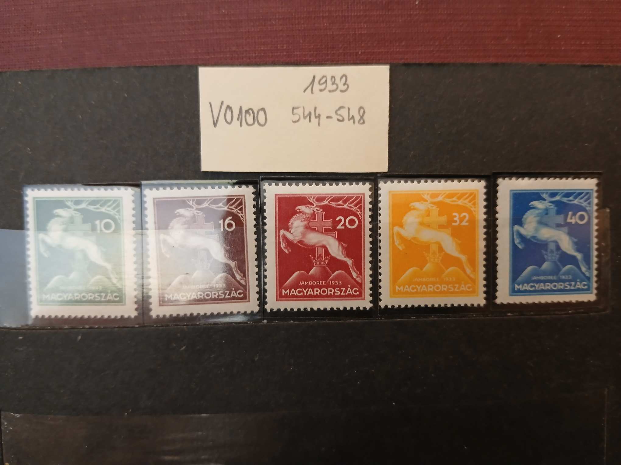 V0100 Magyar bélyeg 1933 544-548 Cserkész postatiszta 
