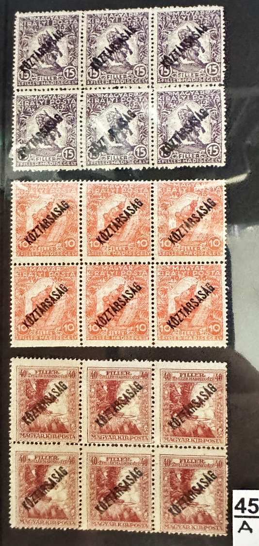 1918 HADISEGÉLY III. KÖZTÁRSASÁG  MAGYAR POSTATISZTA BÉLYEG SOR ** 6-OS TÖMB