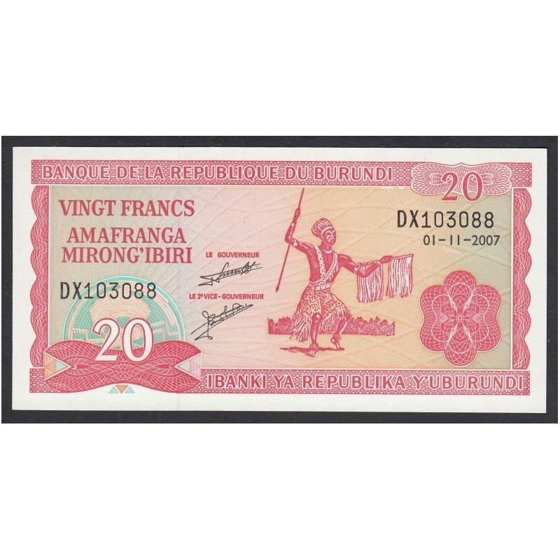 Burundi, 20 francs 2007 UNC