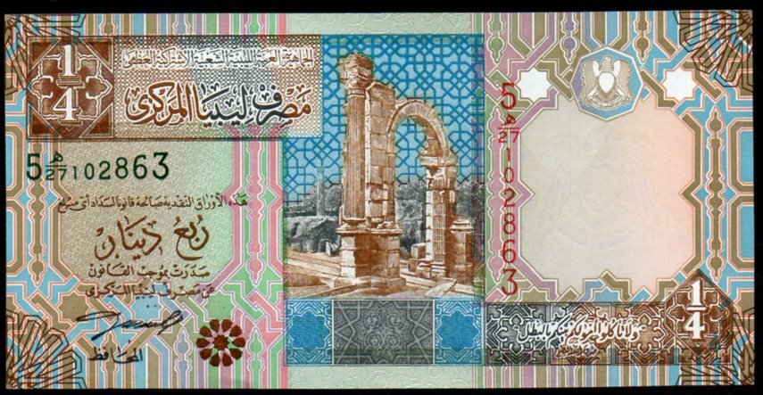 Líbia 1/4 dinar UNC 2002