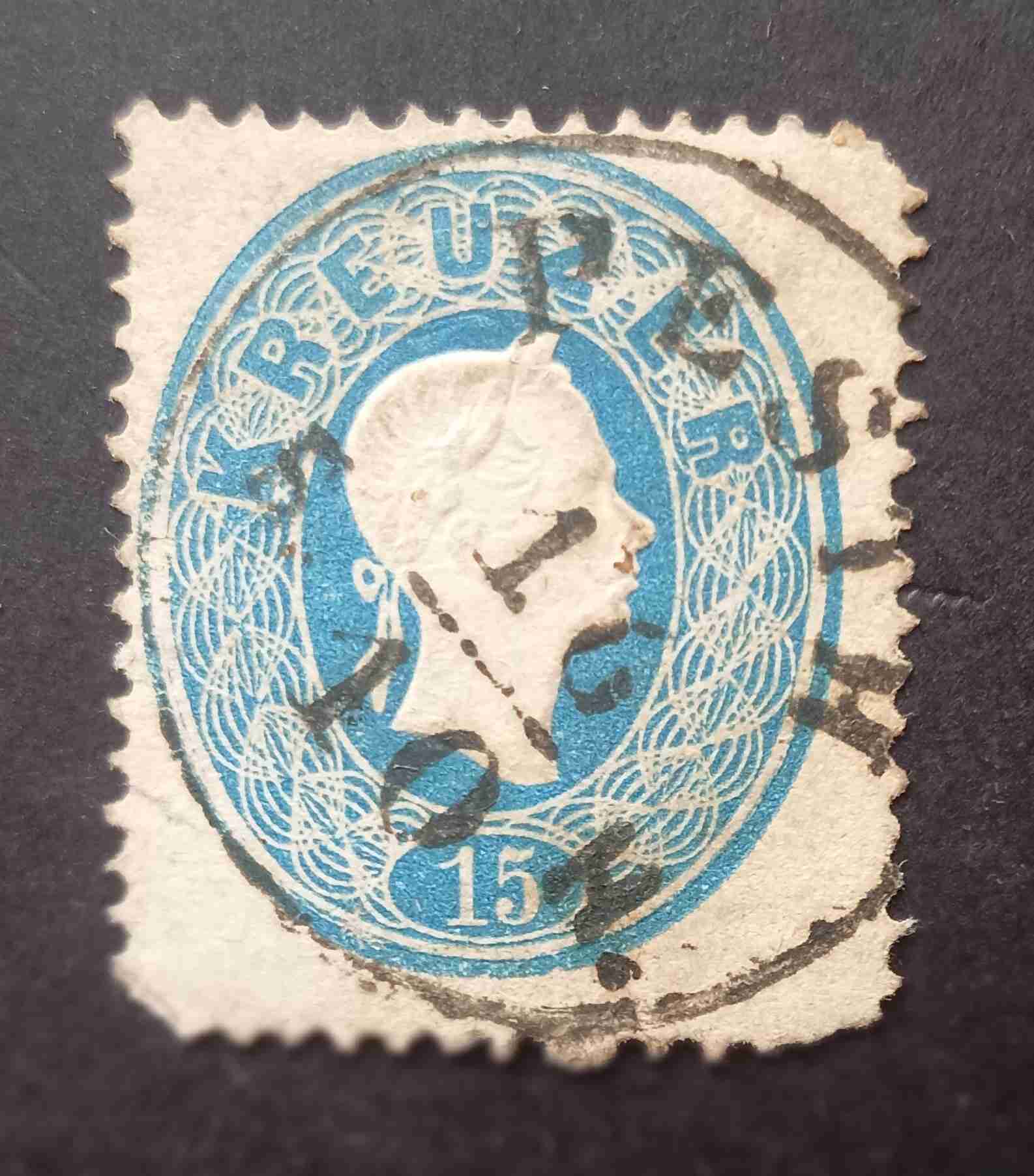 Magyarország 1861 Könyvnyomat 15 Kr PESTH B. H. Gudlin 100 sarokhiány D