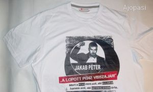 Fehér póló Jakab Péter képpel