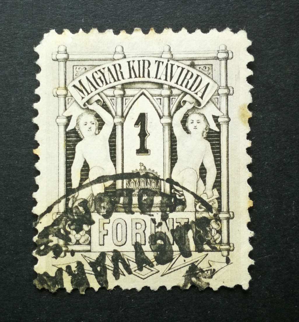 Magyarország 1874 Távirda réznyomat 1 Ft ... NAGYVÁRAD ÁLLOMÁS 9 1/2 fogazás H