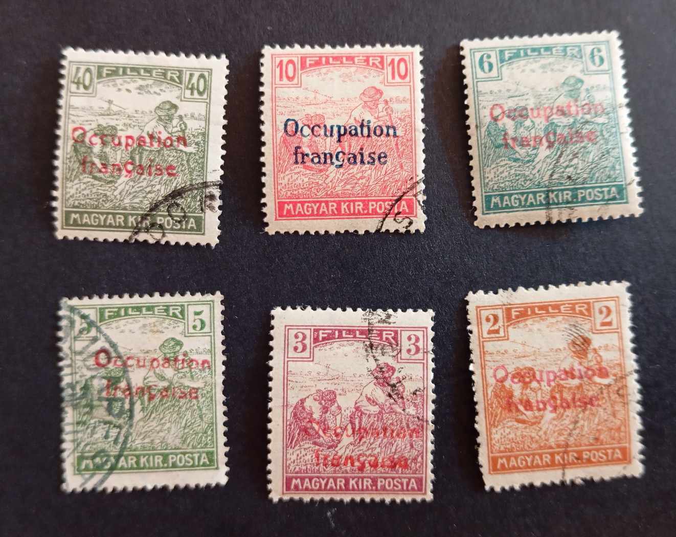 Magyarország 1919 Arad Francia megszállás Arató 6 db pecsételt H