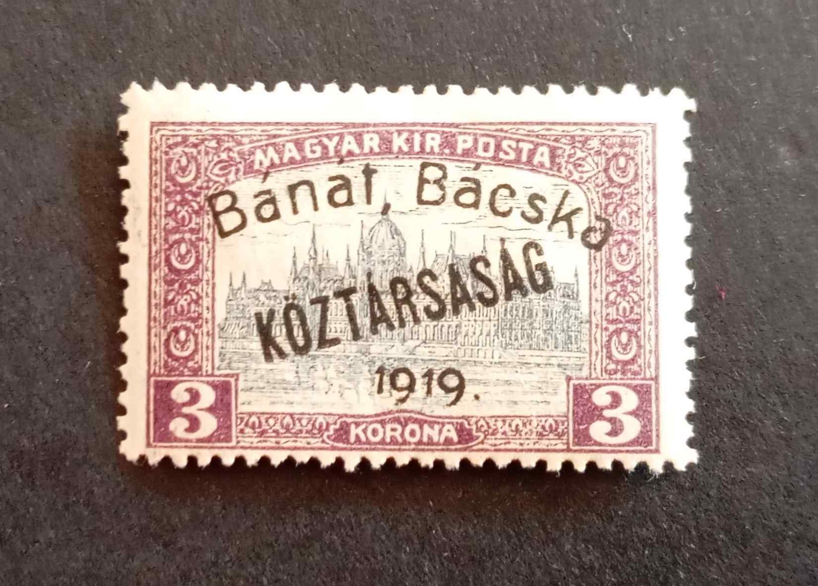 Magyarország 1919 Bánát-Bácska Parlament/Köztársaság 3 K * falcos H