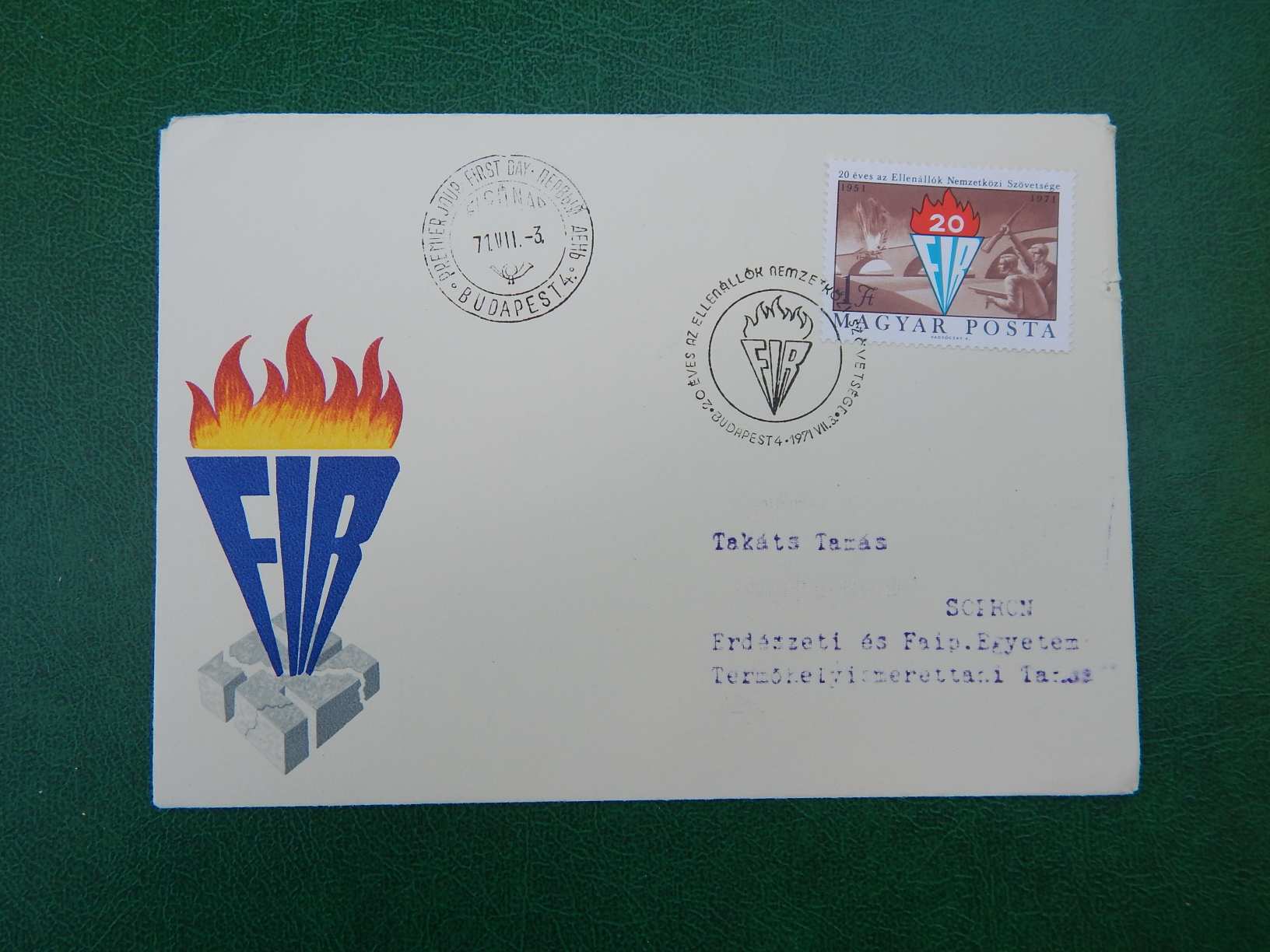 FDC 1971. 20 éves az Ellenállók Nemzetközi Szövetsége