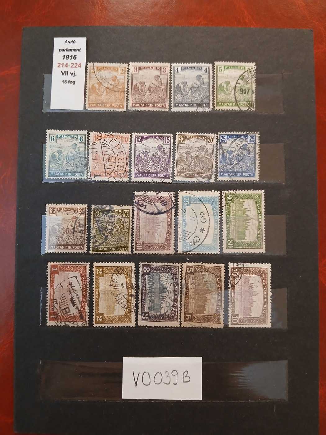 V0039B Magyar bélyeg 1916 214-232 falcos pecsételt
