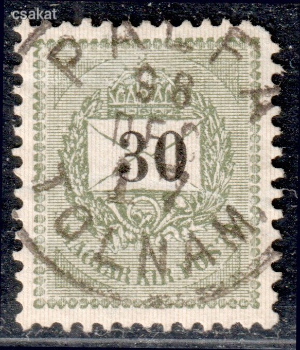 1889 feketeszámú krajcáros PÁLFA / TOLNA M. bélyegzés Gudlin E3.70 / 70p (d56)