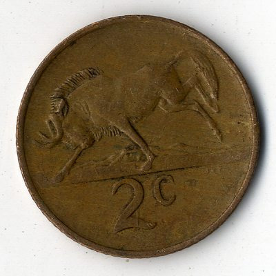 Dél-Afrika bronz 2 Cent 1985