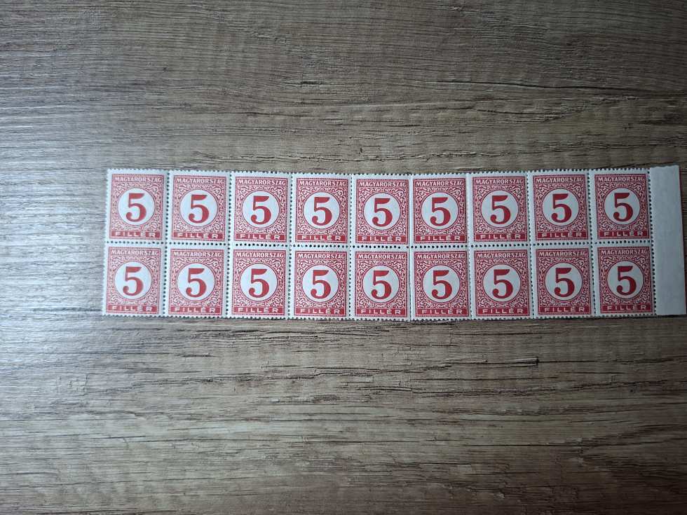 1926-os Pengő-Filléres portó (I) 5 filléres (B sor)18-as ívszéli összefüggésben** Kat ár 28.800.-Ft