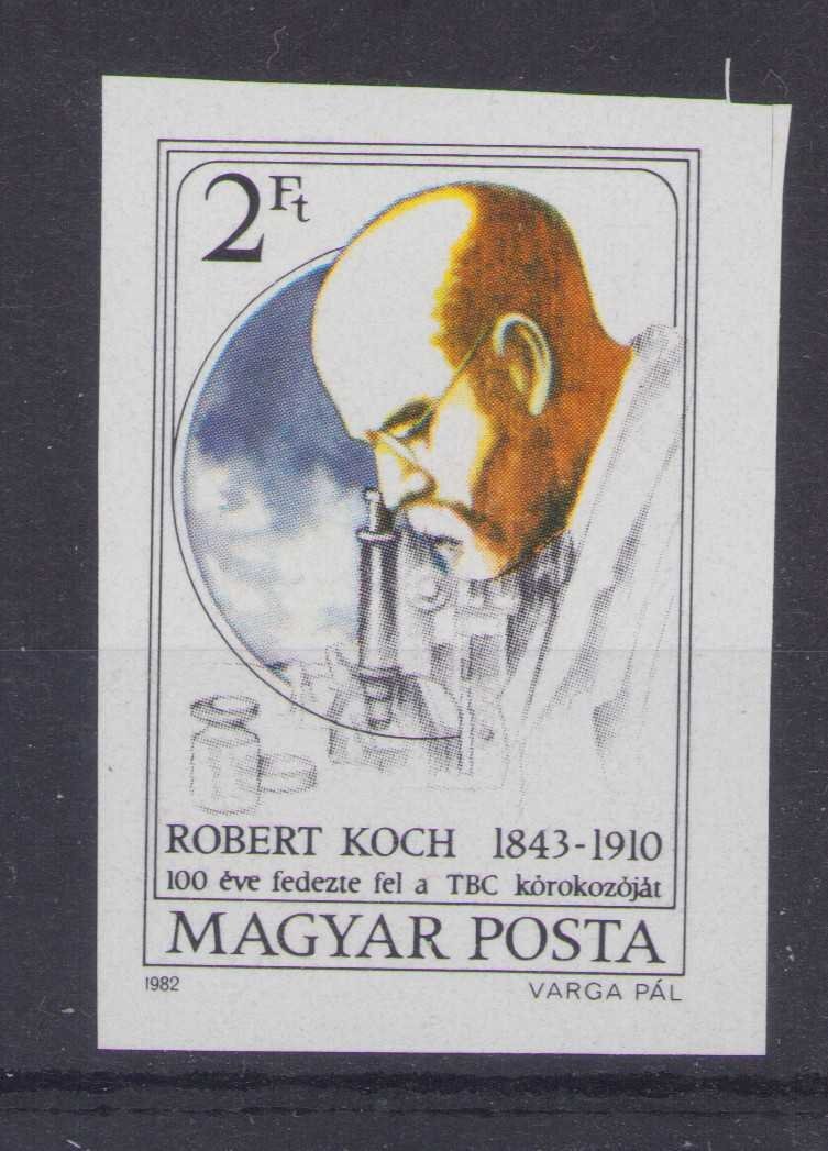 1982, Robert Koch, postatiszta vágott bélyeg