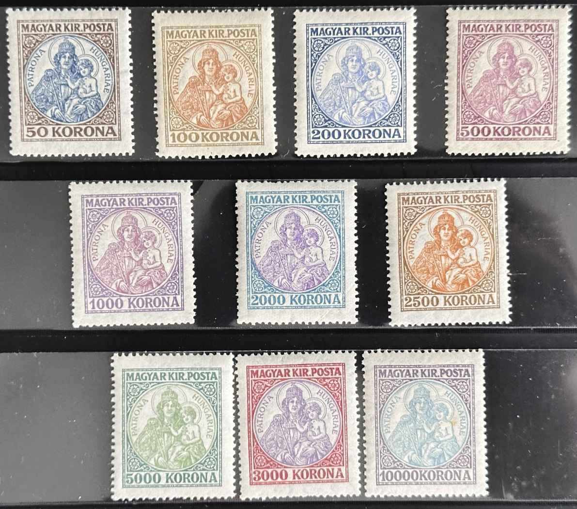 1921 KORONÁS MADONNA  POSTATISZTA KOMPLETT SOR, **