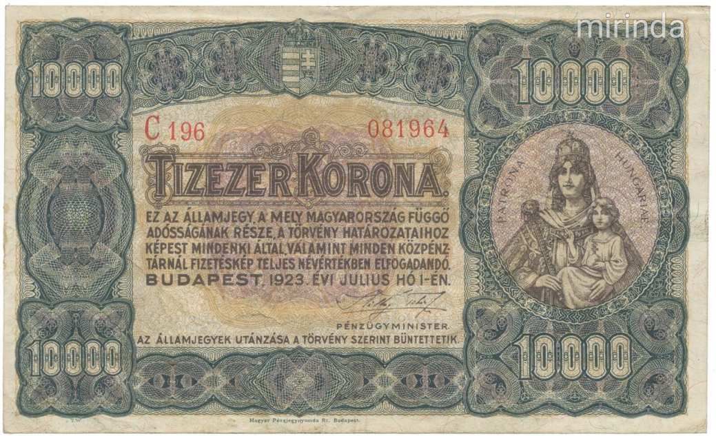 TÍZEZER KORONA 1923