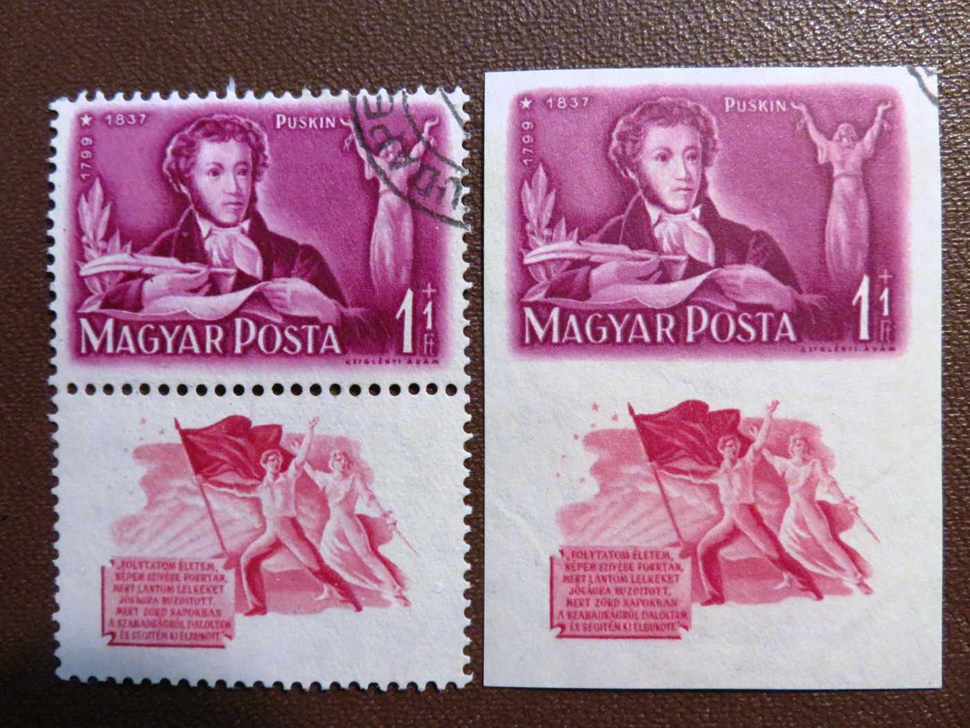 1949 Puskin blokkpár blokkból kivéve
