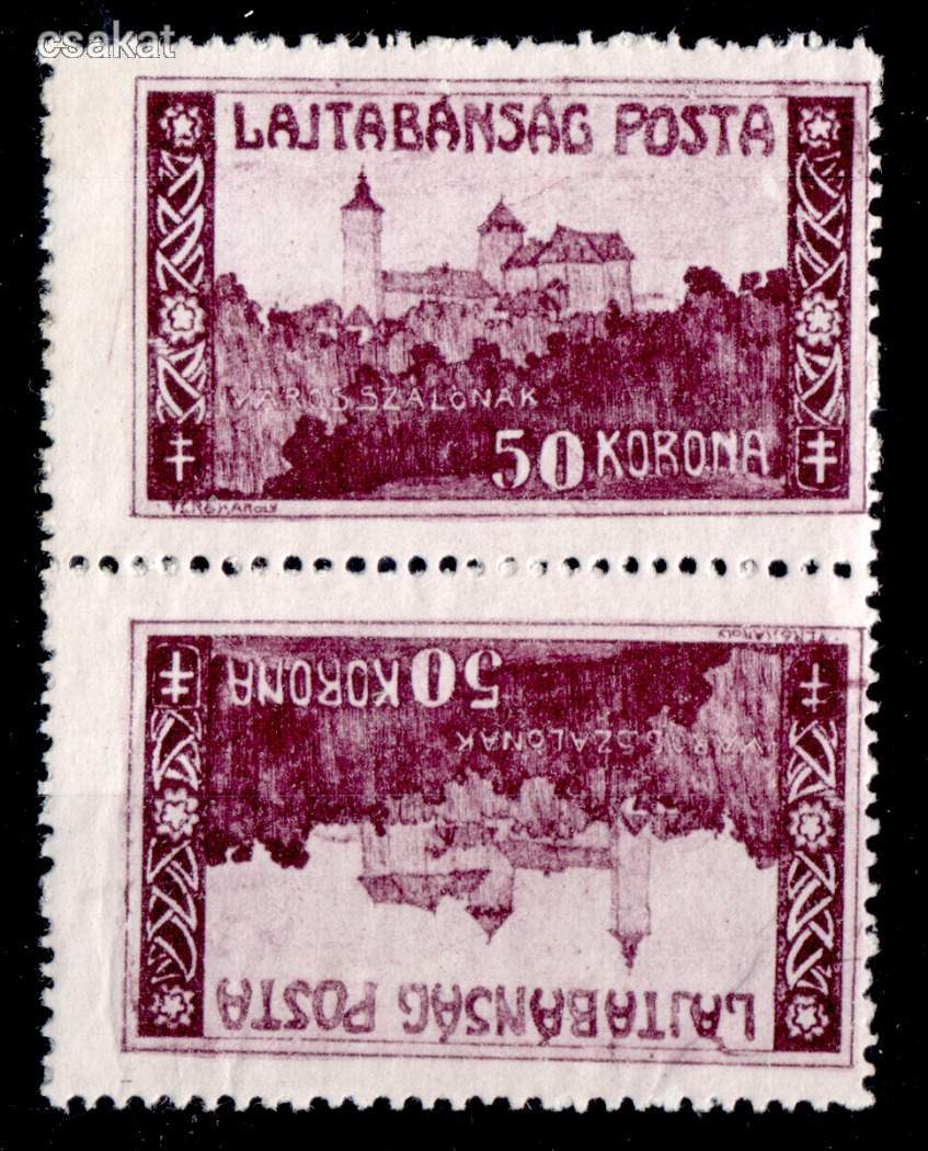 1921 NYUGAT MAGYARORSZÁG VII. 50 korona tete-beche vágott pár postatiszta */** leírás (c60)