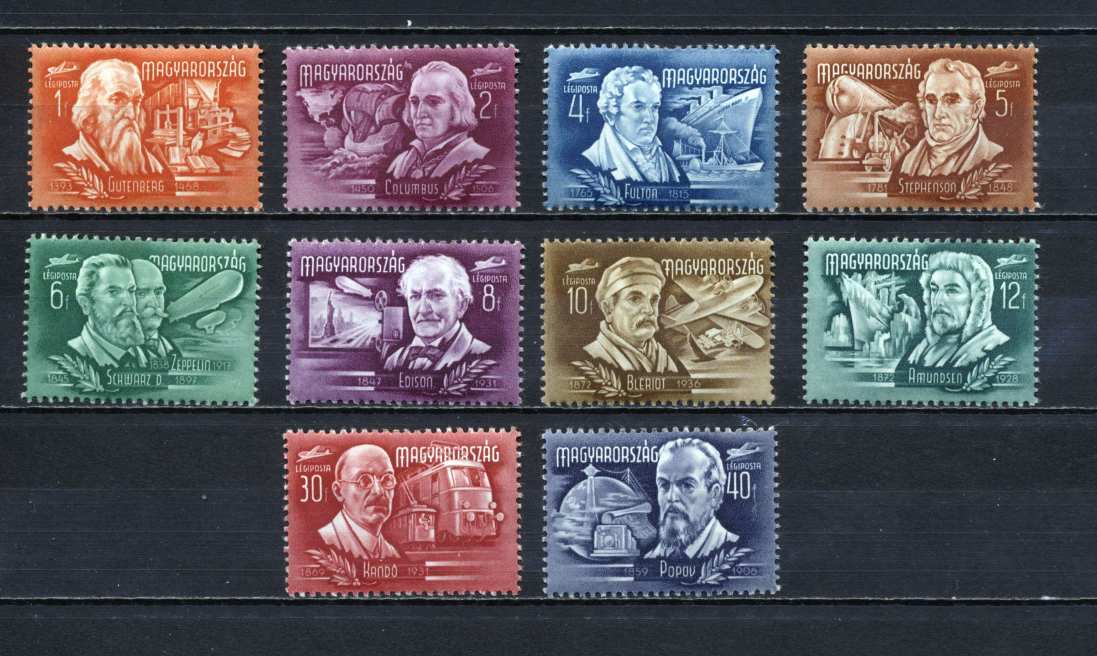 1948 Feltalálók-felfedezők postatiszta bélyegsor, kat.: 1200 Ft