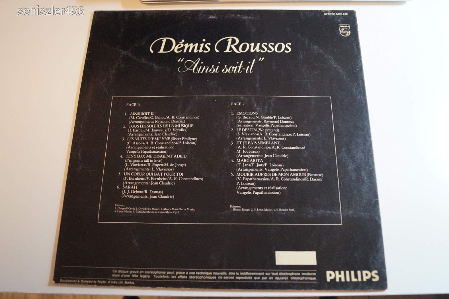 Demis Roussos – Ainsi Soit-il (Gépi mosóval tisztítva)