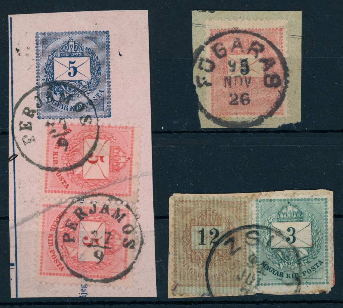 1874 - 1889 krajcáros bélyegzések PERJÁMOS + FOGARAS + ZSIBÓ - Gudlin 115 pont (e79)