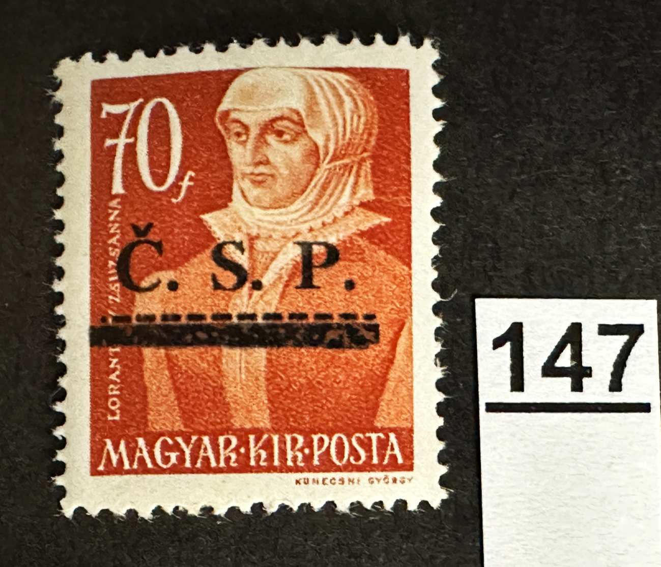 MAGYARORSZÁG 1945 ROZSNYÓ SZOVJET MEGSZÁLLÁS NAGYASSZONYOK 70 FILLÉR FELÜLNYOMOTT BÉLYEG