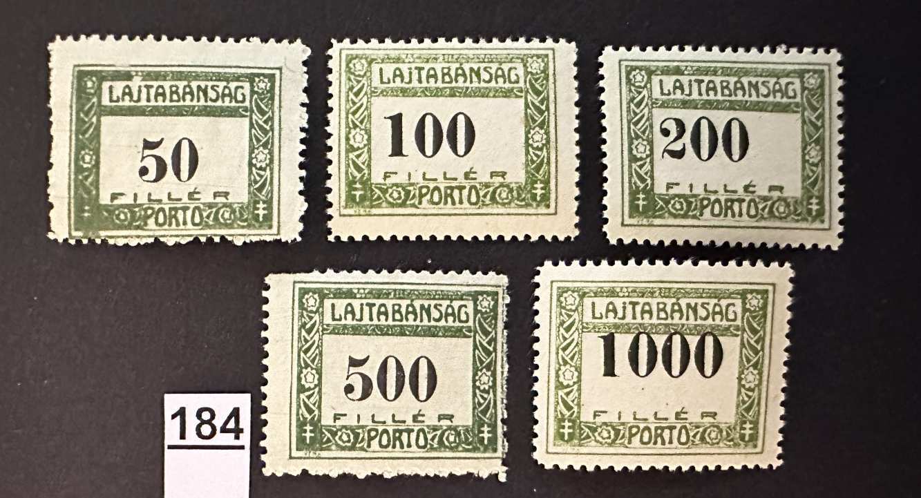 1921 NYUGAT MAGYARORSZÁG,  LAJTABÁNSÁG  PORTÓ MAGYAR POSTATISZTA BÉLYEG SOR *