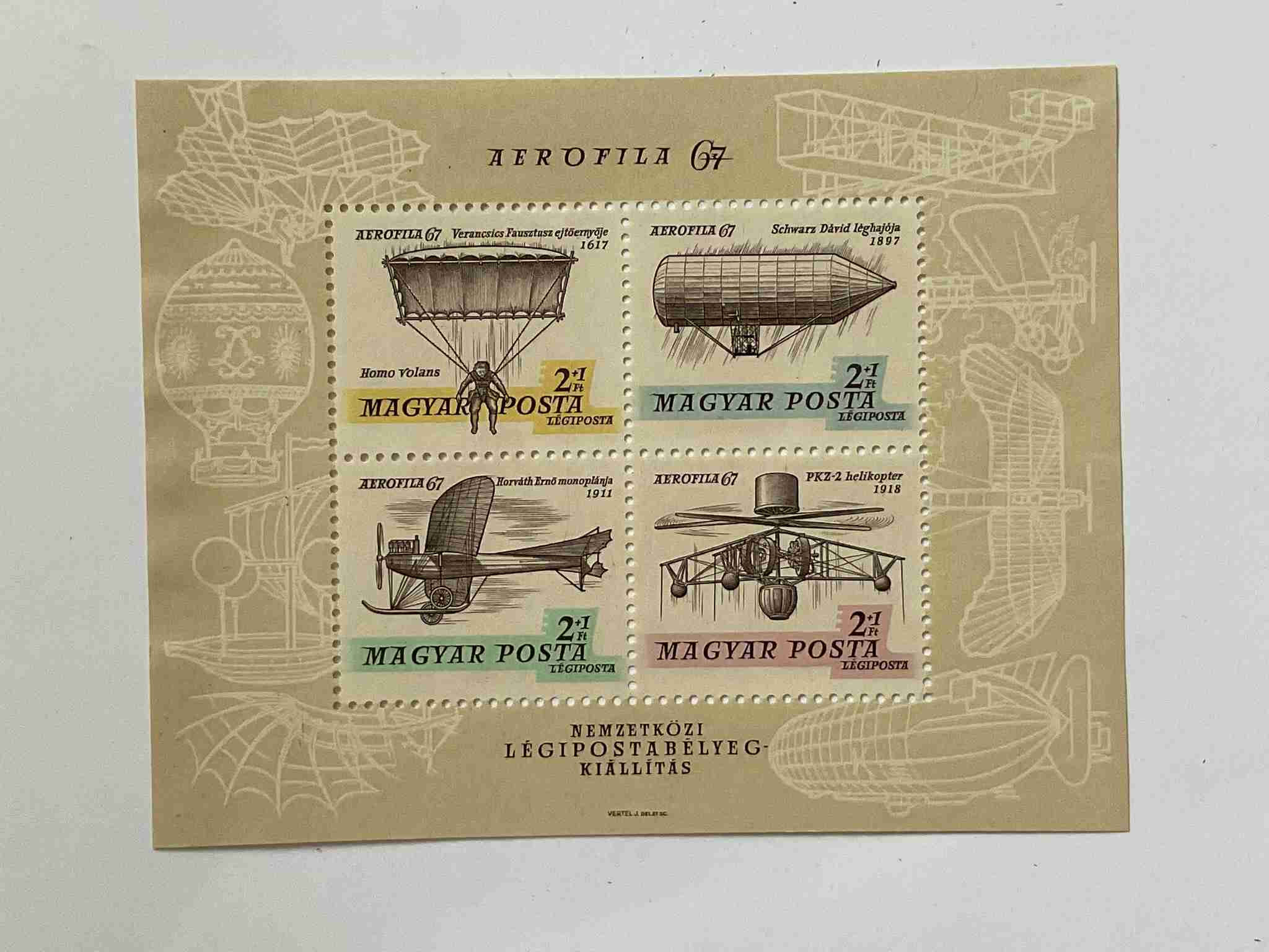 1967 AEROFILA - négybélyeges légiposta-kiállítási blokk
