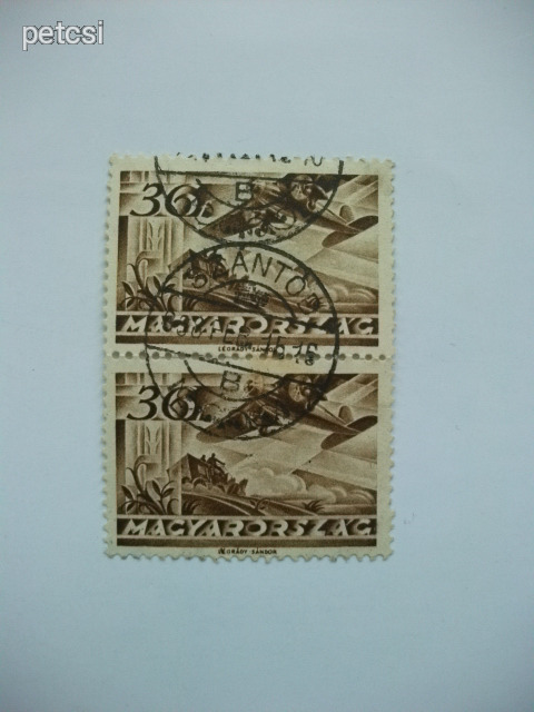 Magyar bélyeg repülő 30 f 1936 bélyegpár Szántód bélyegzéssel