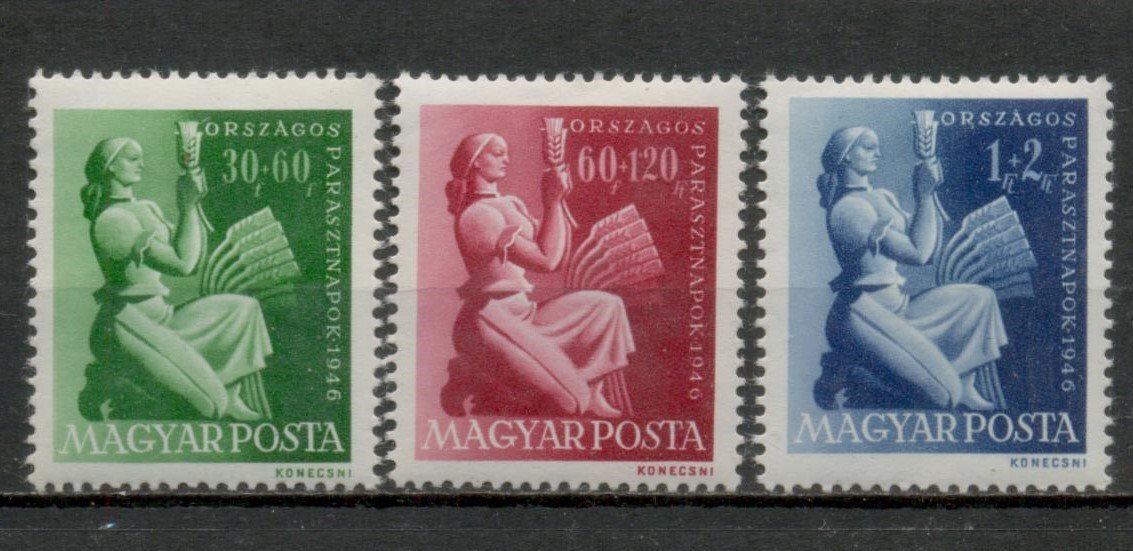 M254 - Cím: 1946. Országos Parasztnapok komplett sorozat (3 db) - postatiszta