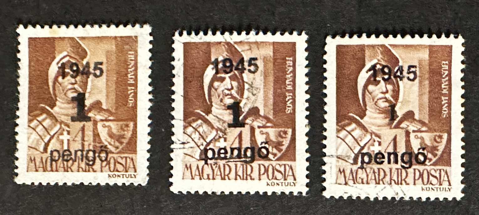 MAGYARORSZÁG 1945 VISSZATÉRT TERÜLET NAGYVÁRAD I. HADVEZÉREK 1P-4FILLÉR MIND A 3 TIPUS. BÉLYEG