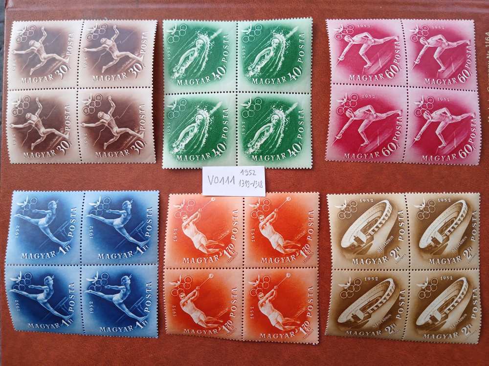 V0111 Magyar bélyeg 1952 1313-1318 postatiszta négyes ív