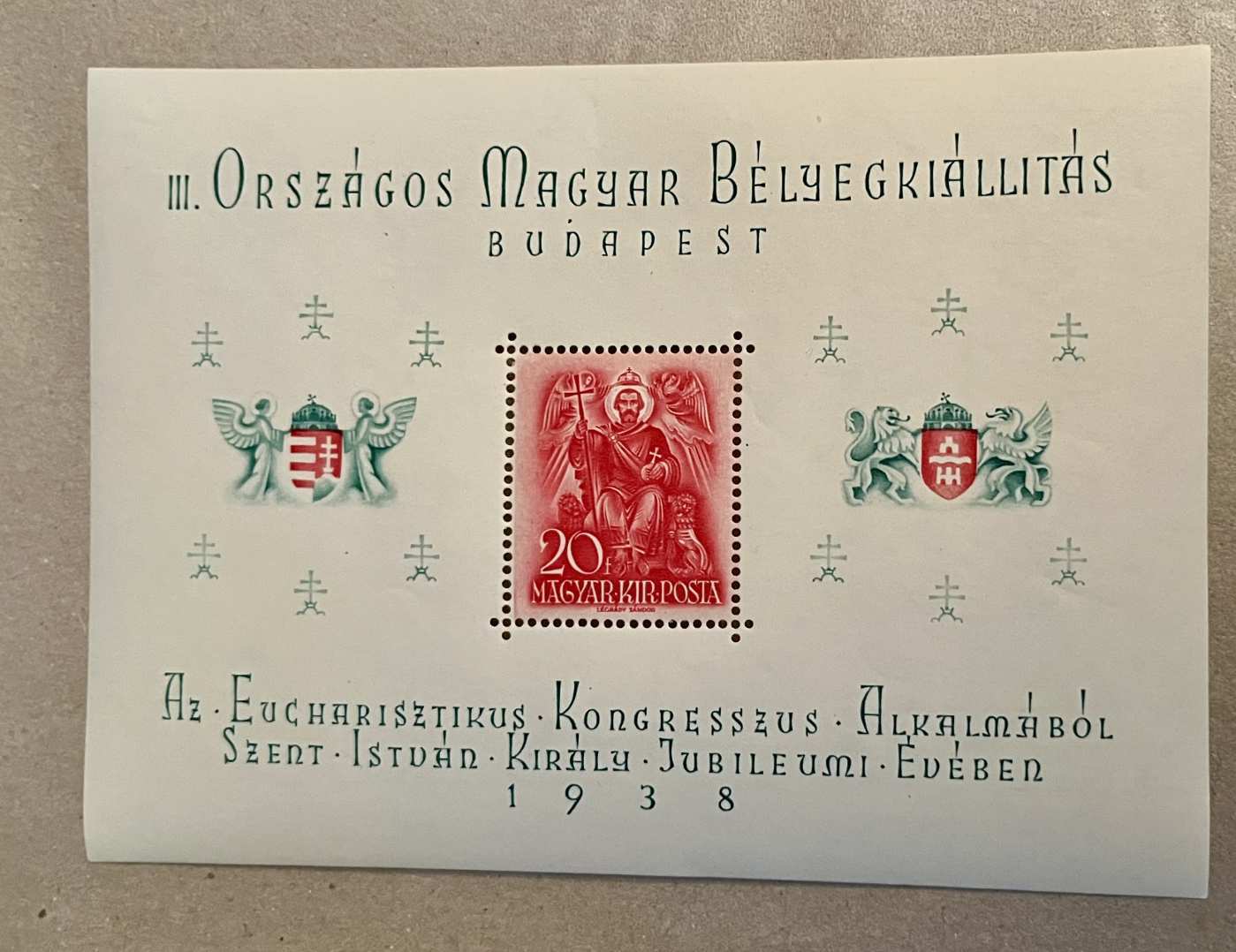 1938 Orszagos Magyar belyegkiallitas blokk
