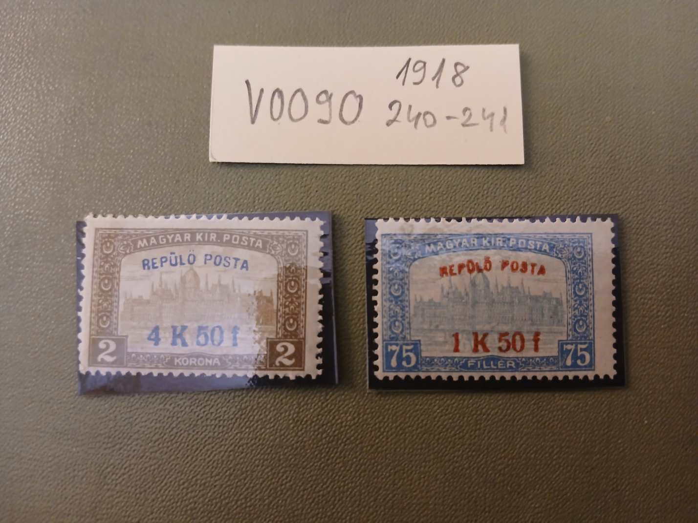 V0090 Magyar bélyeg 1918 240-241 postatiszta