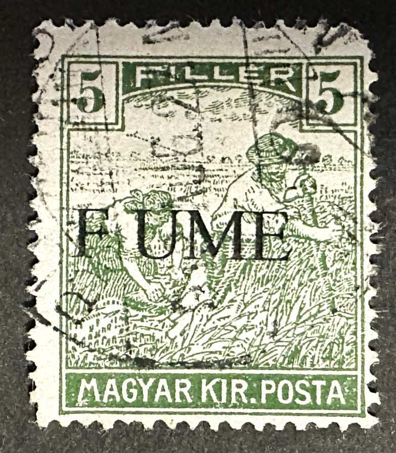 magyarország 1918 fiume olasz megszállás arató 5 fillér betűhiányos tévnyomat bélyeg