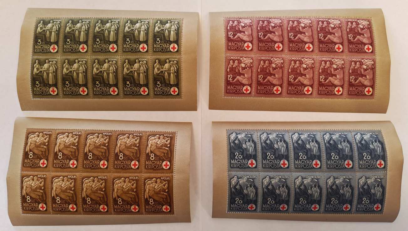 1942 Vöröskereszt (I.) Négy Tízes Ív Bélyeg (**)