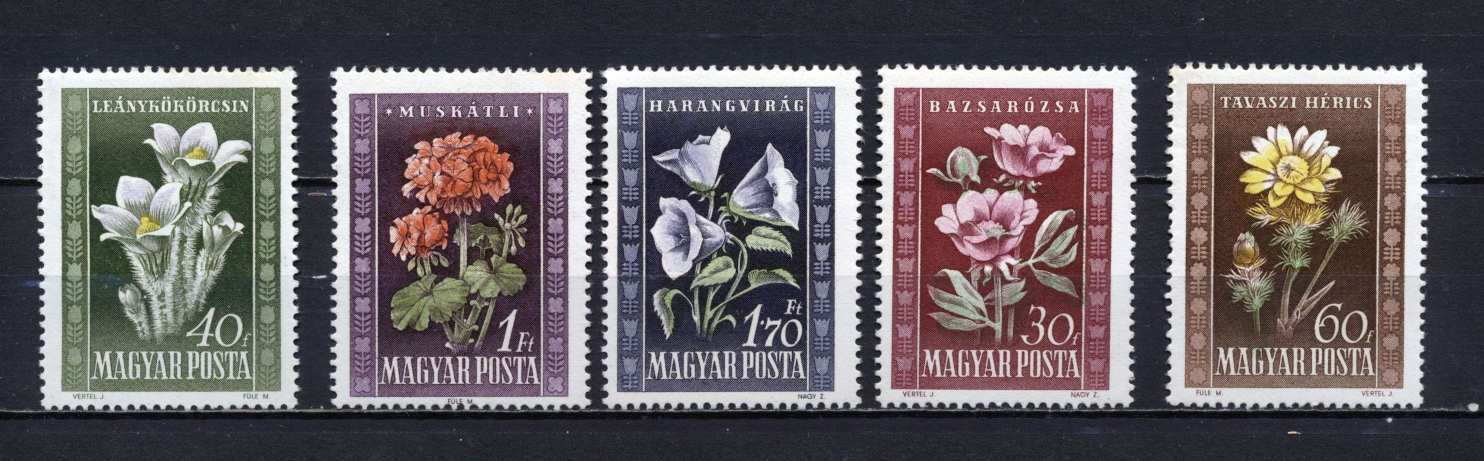 1950 Virág I postatiszta bélyegsor színelcsúszásokkal!, kat.: 3000 Ft++++