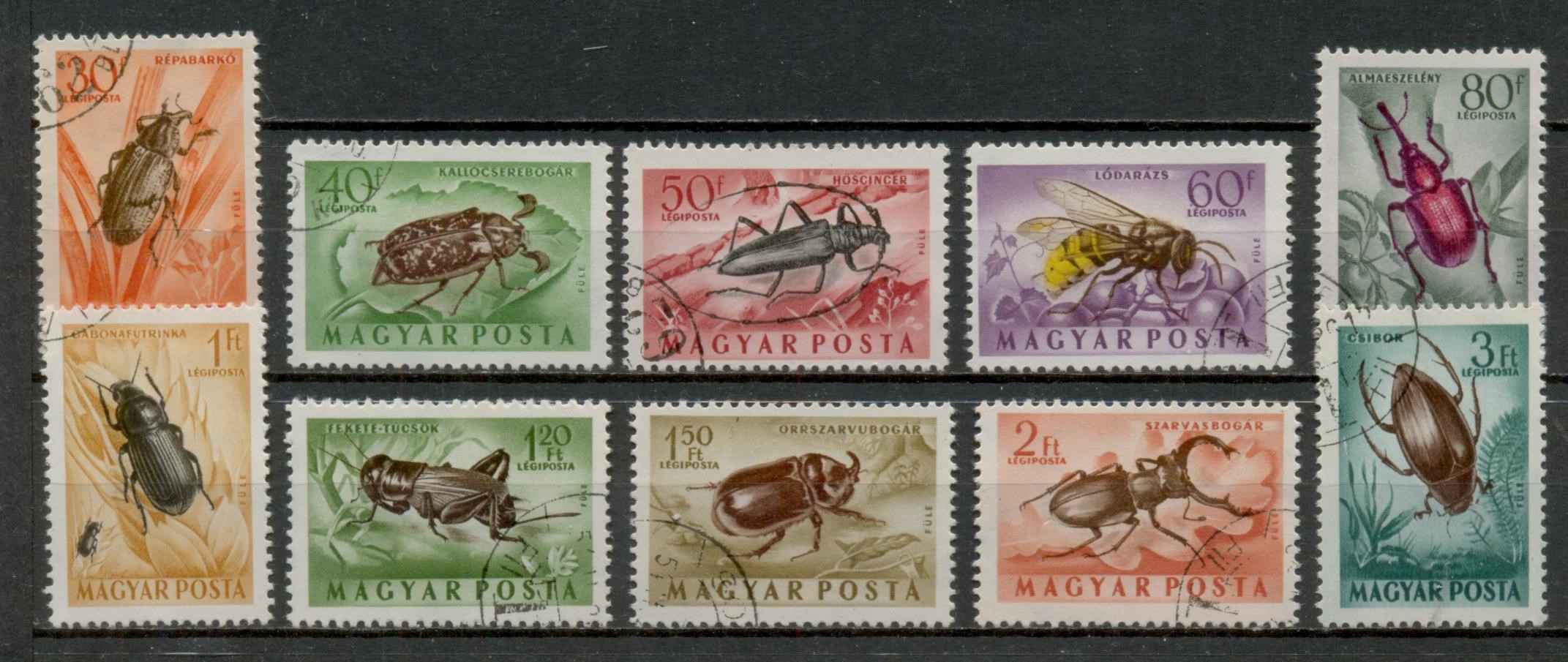 M250 1954 Rovarok (Bogarak) teljes pecsételt légiposta bélyegsorozat (10 db)