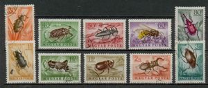 M250 1954 Rovarok (Bogarak) teljes pecsételt légiposta bélyegsorozat (10 db)