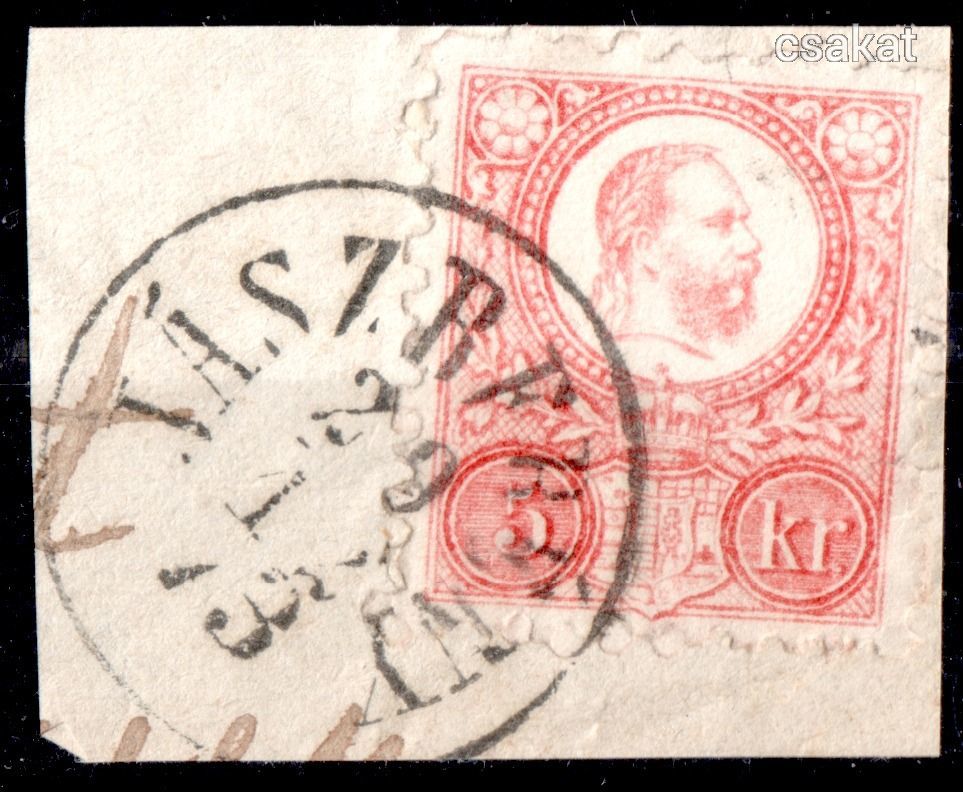 1871 réznyomat 5kr JÁSZBERÉNY bélyegzés Gudlin E3.12 / 60 pont (c17)