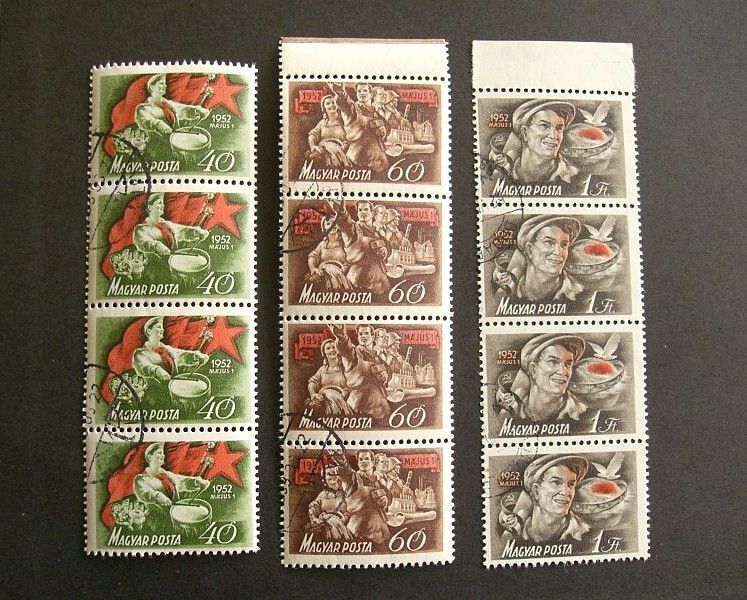 1952.Május.1(III) pecsételt sor 4-es csíkokban