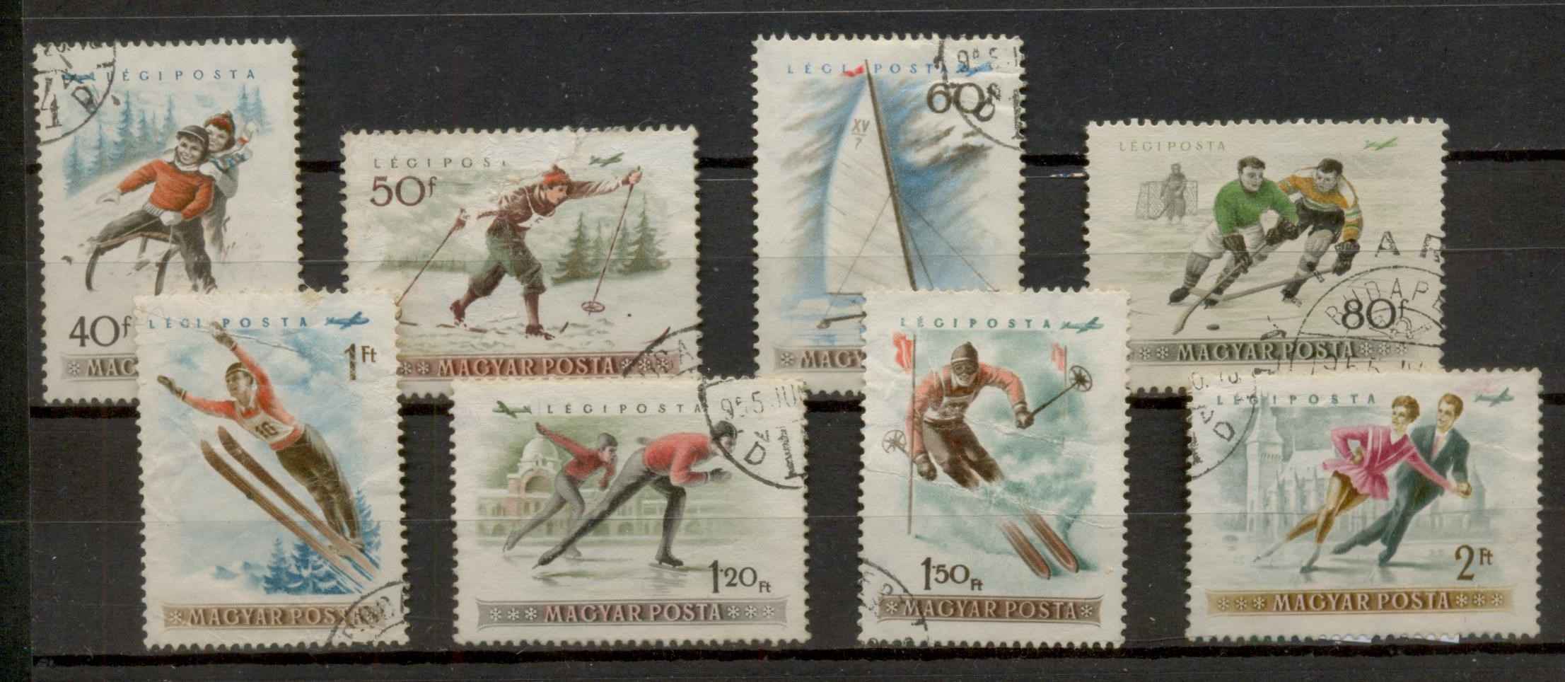 M351 - 1955 Téli sport (Légiposta) pecsételt teljes bélyegsorozat