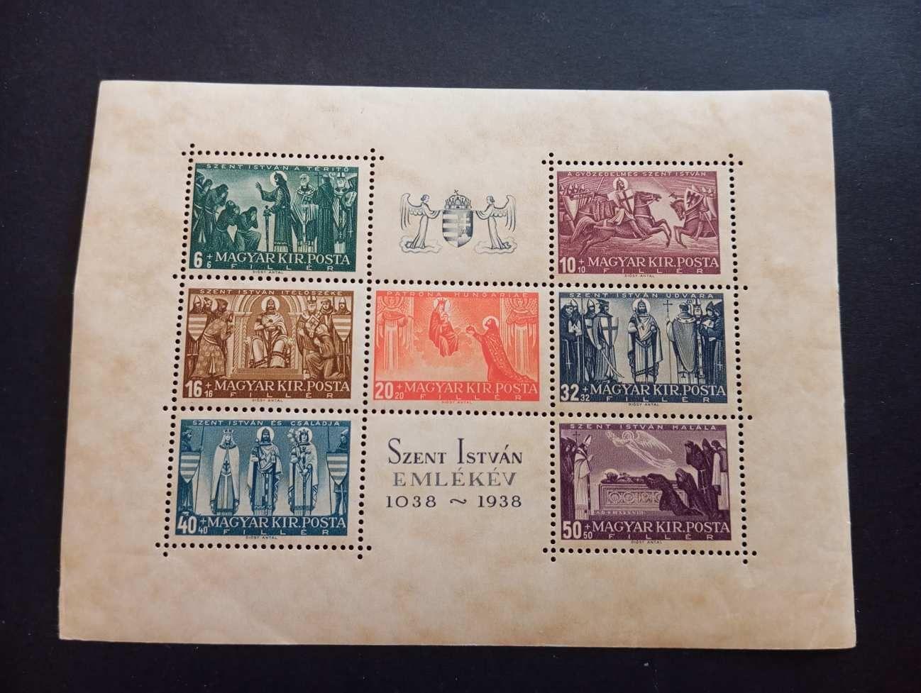 Magyarország 1938 Szent István blokk ** kat. ár 8000 Ft