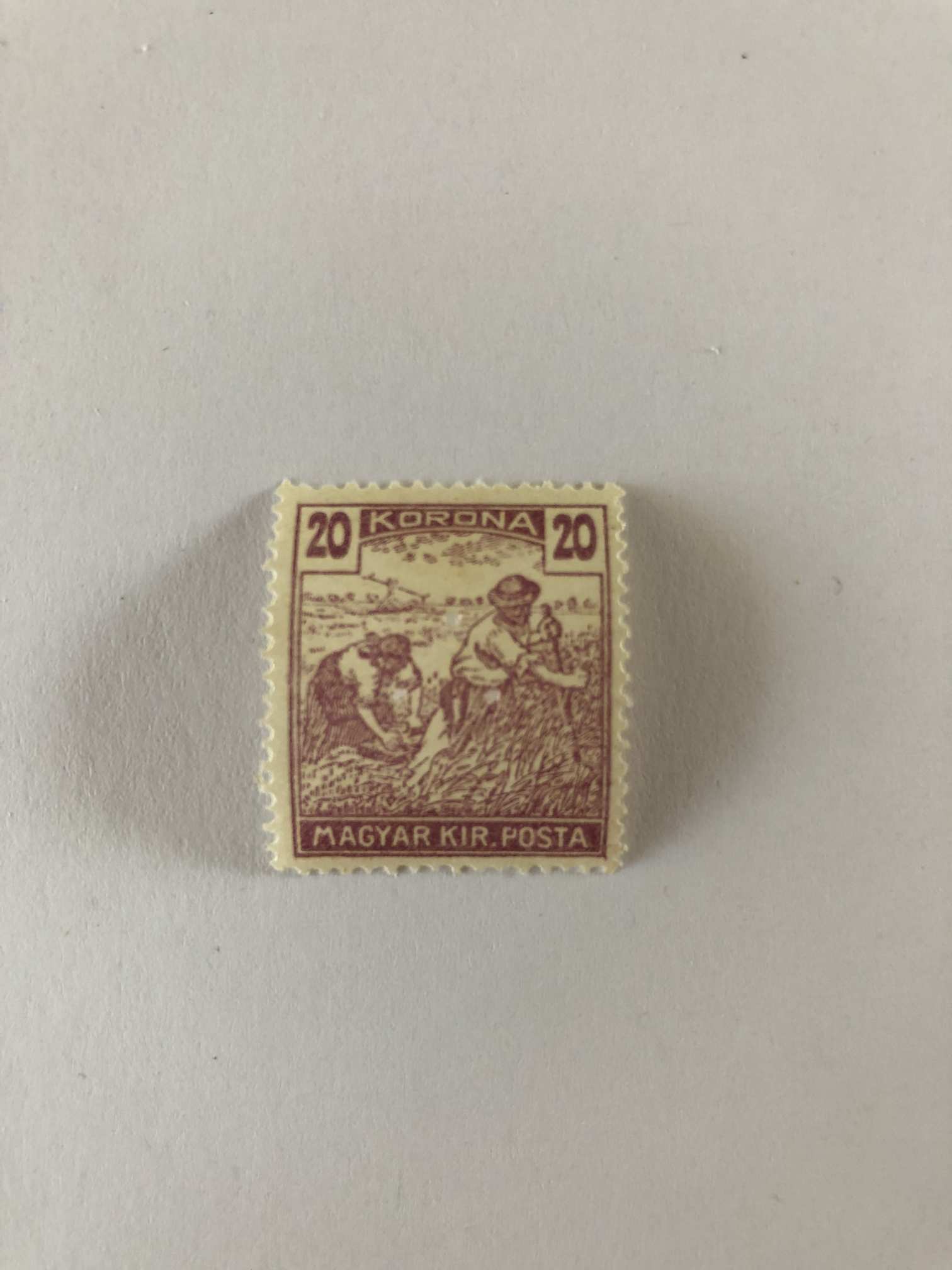 Magyar Kir. Posta posta tiszta bélyeg 20 kor hármas lyuk vízjel álló kereszt 15 1923 1 darab