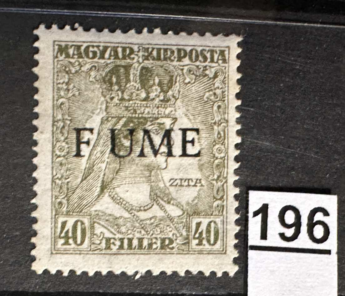 MAGYARORSZÁG 1918 FIUME OLASZ MEGSZÁLLÁS ZITA 40 FILLÉR BETŰHIÁNYOS TÉVNYOMAT BÉLYEG