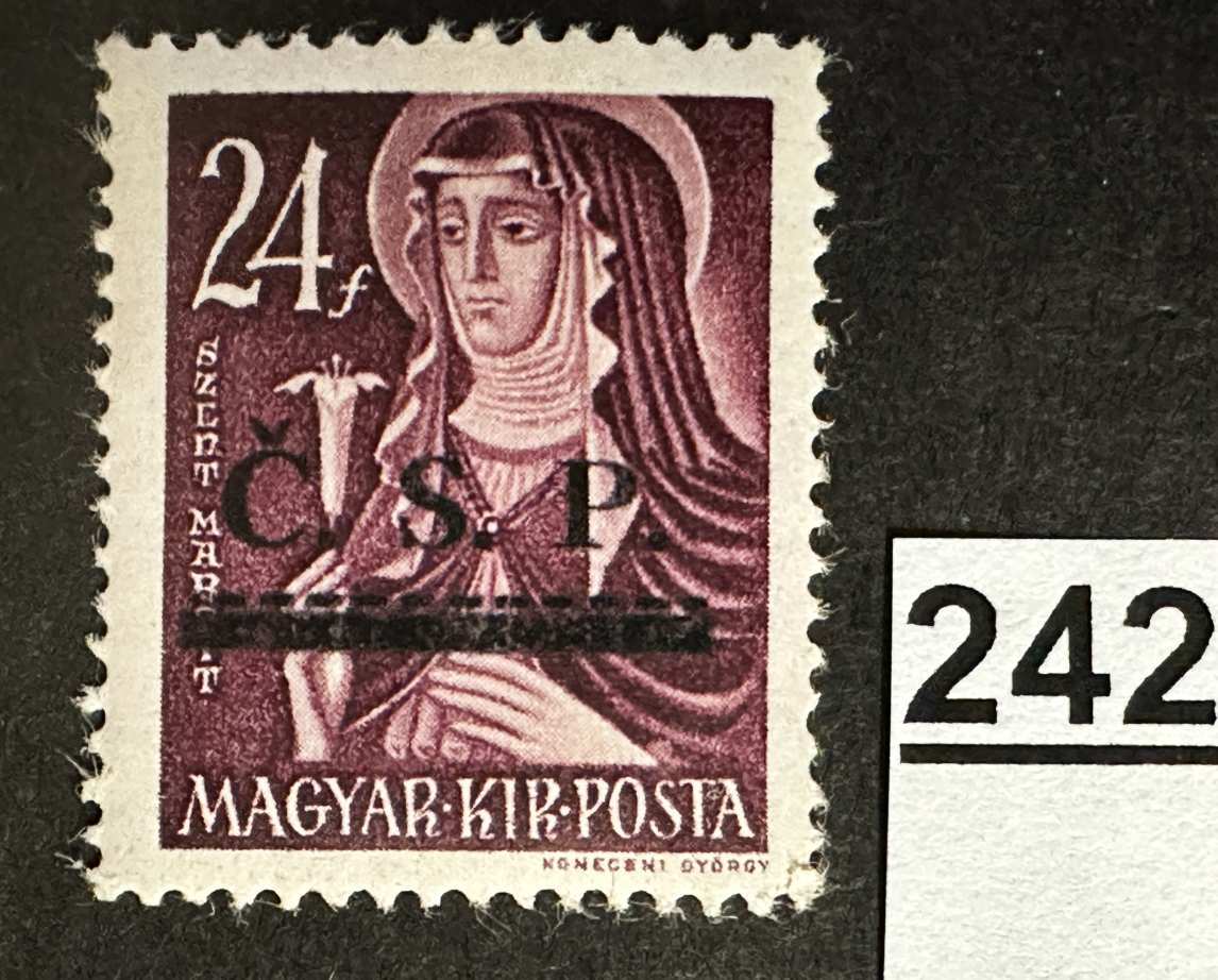 MAGYARORSZÁG 1945 ROZSNYÓ SZOVJET MEGSZÁLLÁS NAGYASSZONYOK 24 FILLÉR  FELÜLNYOMOTT BÉLYEG