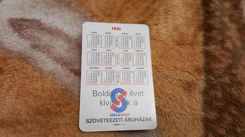 1981 - Skála kártyanaptár