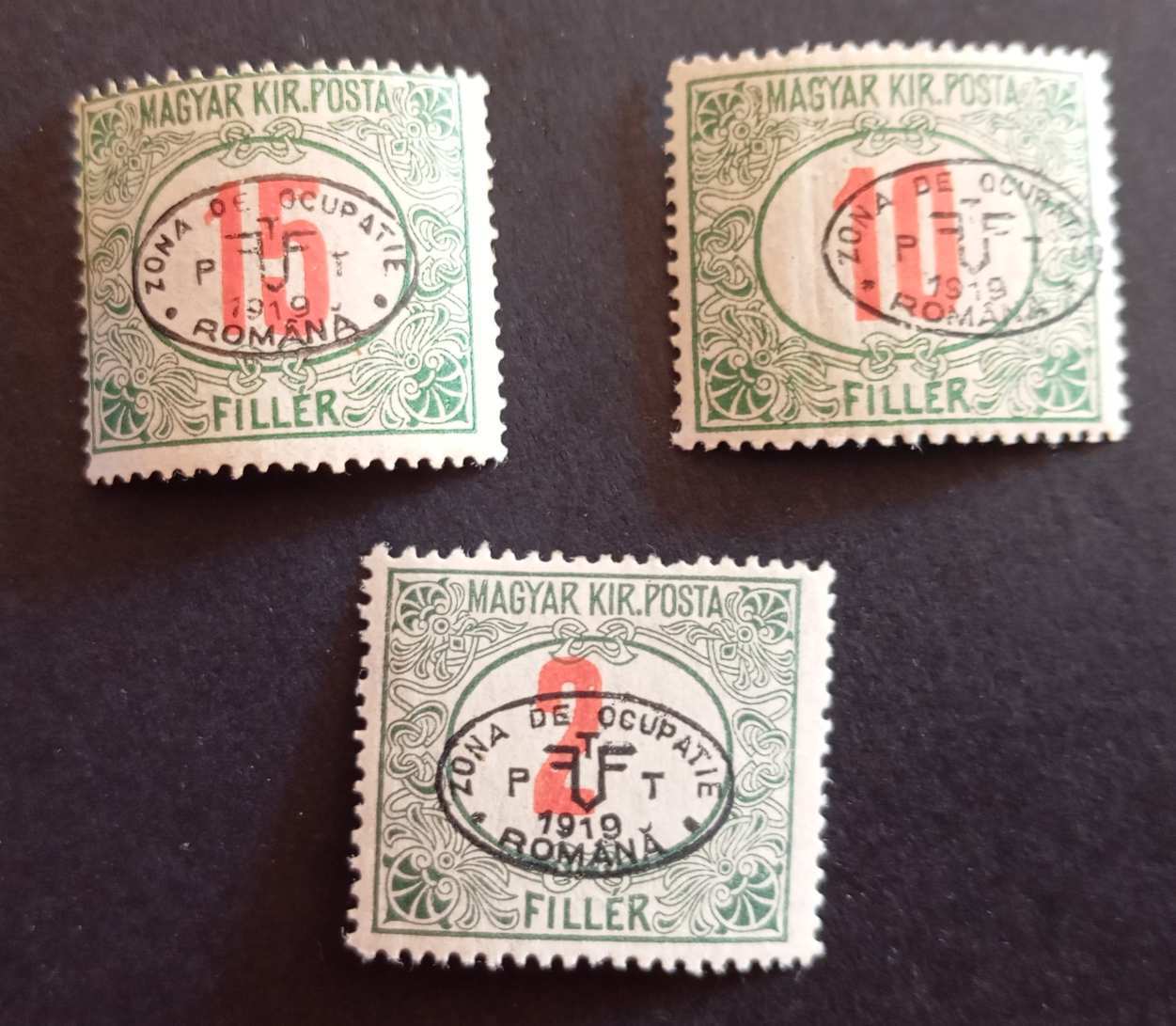 Magyarország 1919 Debrecen román megszállás Piroszámú portó 2 db ** és 1 db * H