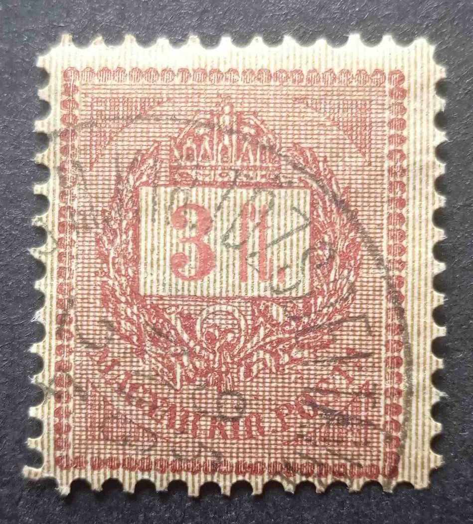 Magyarország 1888 Feketesz. krajcáros, 3 Ft. M.kir.Tőzsdei Távb(eszélő) Hivatal Budapest Gudlin:80 A